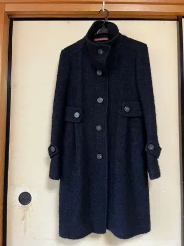 울 혼방 다크 그레이 코트