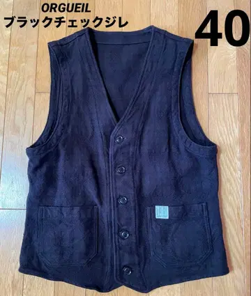 ORGUEIL 오르게이유 베스트 블랙 체크 베스트 OR-4275