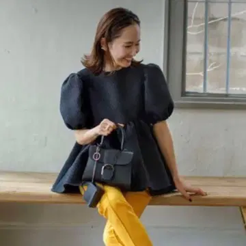 bluelea 블루레아 자카드 블라우스 블랙