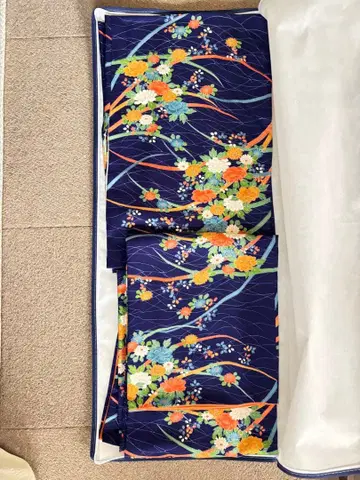 네이비 컬러 코몬 기모노 가을 컬러