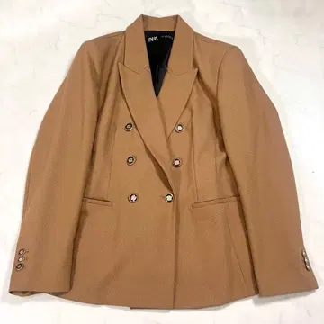 새상품급 ZARA 자라 테일러드 자켓 더블 골드 버튼 브라운 XL