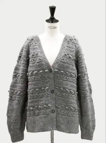 한번 단시간 착용 MACHATT 울 핸드 니트 가디건 그레이