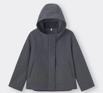 GU 코지 멜톤 숏 후디 코트 다크 그레이 S