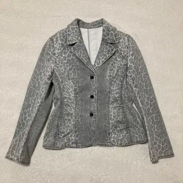 이탈리아 이타리야 데님 자켓 그레이 레오파드 등 큐빅 S