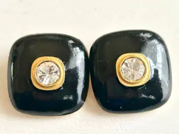 골동품 블랙 x 1알 큐빅 레트로 모던 vintage 귀찌