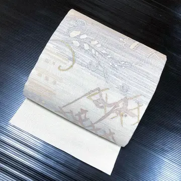 순수 실크 오타이코 후쿠로 오비 [ 추상 무늬 은 통과 ]
