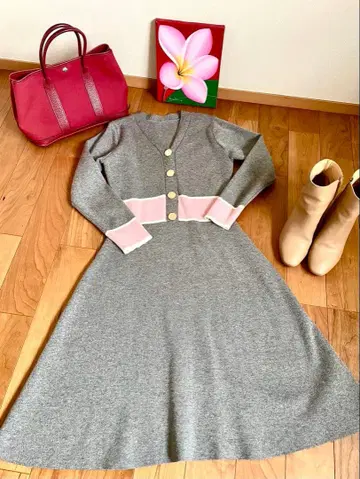 투톤 니트 원피스