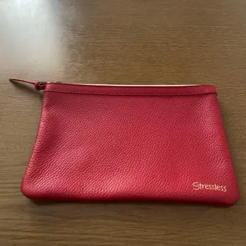 Stressless 빨간색 가죽 파우치