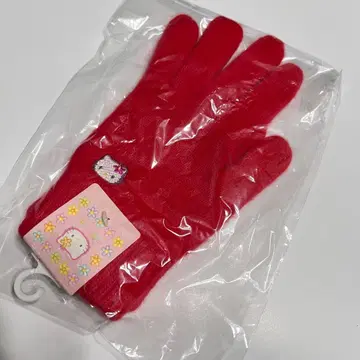 [ 미사용 ] 산리오 헬로키티 장갑 카오하나 1998년 레드