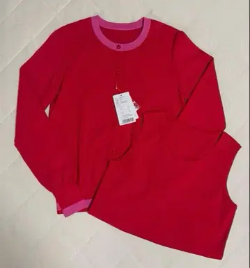 미사용 새상품 LENNE 빨간색과 핑크색 라인의 가디건 이너 세트