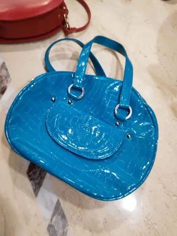 MARY QUANT 마리 퀀트 파란색 에나멜 숄더백 새상품 미사용