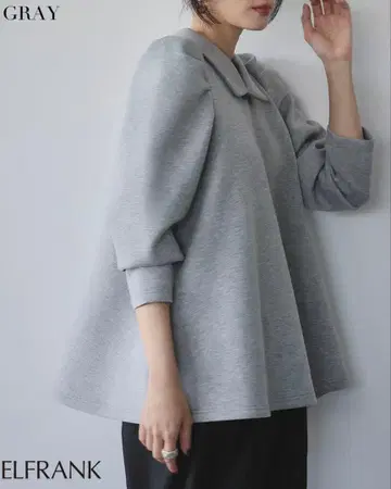ELFRANK 카라 부착 퍼프 슬리브 상의