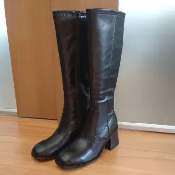 스퀘어토 플레어 힐 가죽 롱 부츠 [zr956] grl