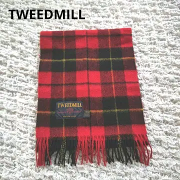 TWEEDMILL 트위드밀 체크 머플러 영국제 울 레드