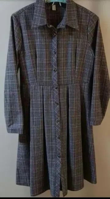 체크 무늬 버튼업 원피스 & 코트 2Way