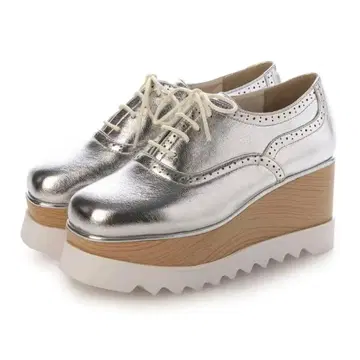 레어 XS 사이즈 EVOL 경량 통굽 레이스업 신발 실버