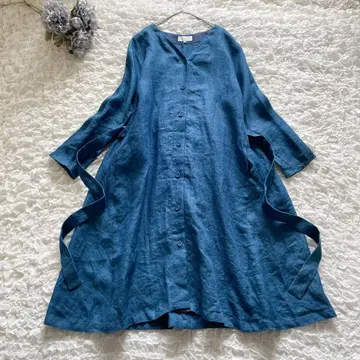 LOISIR/로와지르 데님 라이크 린넨 원피스 코트 사이즈 38
