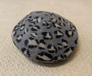 새상품급 CA4LA 레오파드 무늬 울 소재 베레모