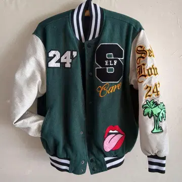 그린/화이트 바시티 자켓 Self Care 24'