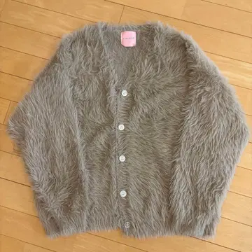 베이지 퍼 가디건 M 사이즈