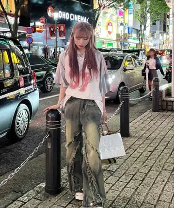 KsG 워시드 블루 프린지 데님