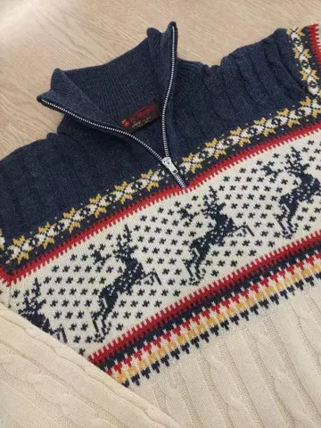 하프 지퍼 스웨터 캐네디언 루돌프 니트 90s 칠드런