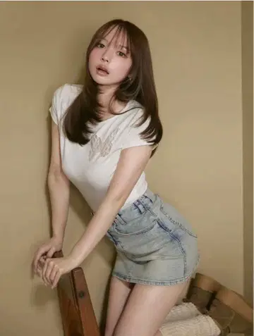 andmary Heart hip denim skirt