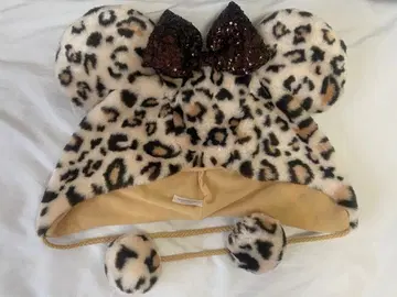 레오파드 무늬 팬캡 (리본 포함)