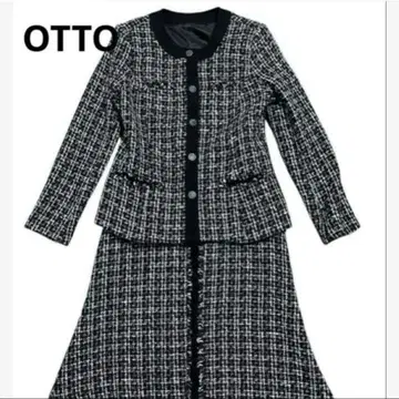 OTTO 오토 노카라 자켓 트위드 울 혼방 체크 수트