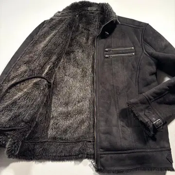 새상품급 L B-3 에코 무스탕 자켓 속기모 퍼 집업 블루종