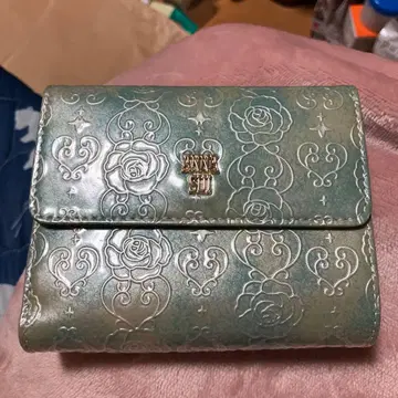 ANNA SUI 로즈 패턴 이단 접이식 지갑 그린 계열