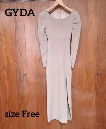 GYDA 니트 롱 원피스 프론트 슬릿 브라운 size Free