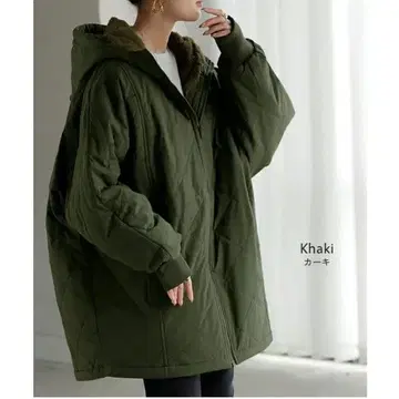 미사용품 허그유 카키 안감 퍼 x 충전솜 x 발수 퀼팅 자켓