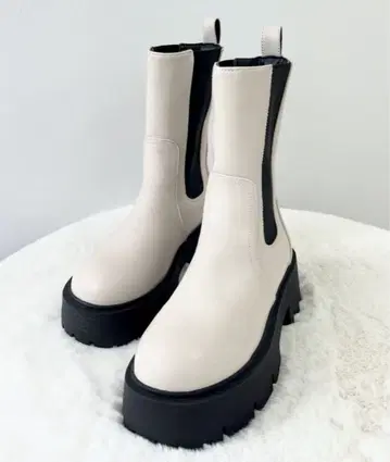 통굽 화이트 사이드 고어 부츠