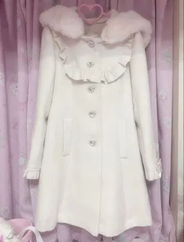 시크릿허니 요크 프릴 리본 포켓 코트 퍼