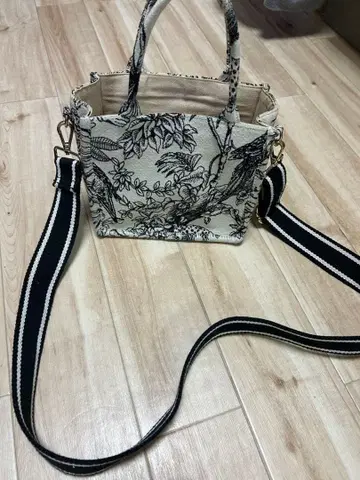 꽃&새 패턴 숄더백