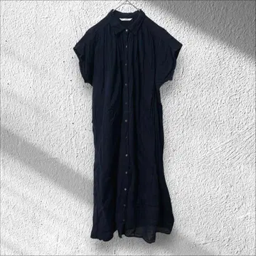 어반 리서치 도어스 롱 셔츠 원피스 프론트 오픈 면 100% 네이비