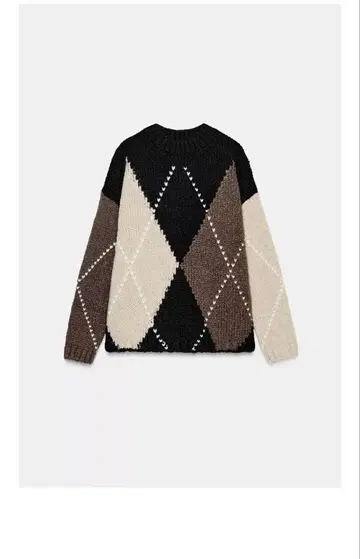 다이아몬드 패턴 긴팔 니트 스웨터 ZARA