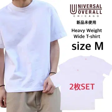 미사용 새상품 유니버셜 오버롤 와이드 헤비 T셔츠 화이트 M 2장