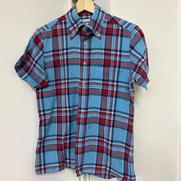 BRUTUS TRIMFIT 반팔 셔츠 파랑 빨간색 체크 단종