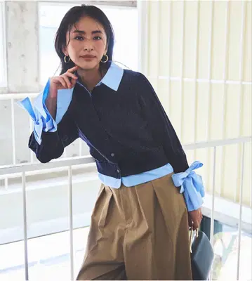 Arpege story MLB 별주 소매 리본 케이블 니트 다저스