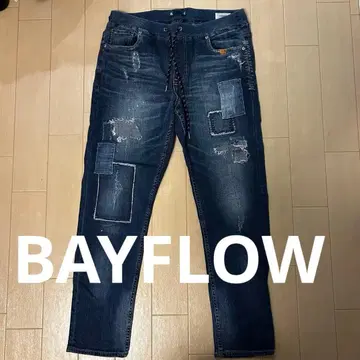 BAYFLOW 데미지 가공 소프트 데님 청바지 베이플로우 패치워크