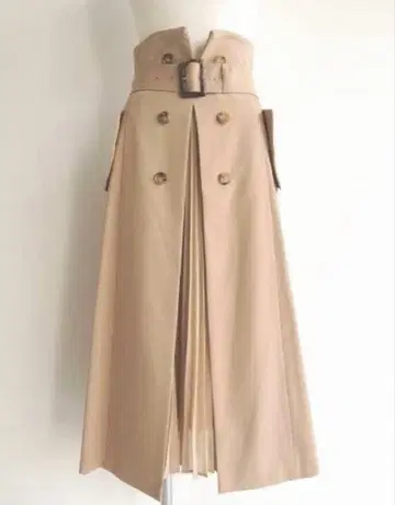 FRAY I.D 플리츠 콤비 플레어 스커트