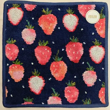 페이러 손수건 미사용 새상품 스트로베리 도트 네이비 x 네이비