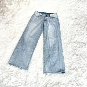 GRL 그레일 와이드 레그 데님 L 라이트 블루