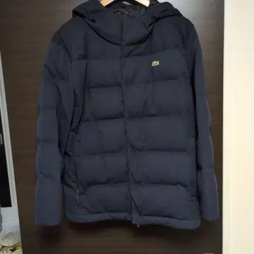 Lacoste 후드 부착 다운 자켓 네이비
