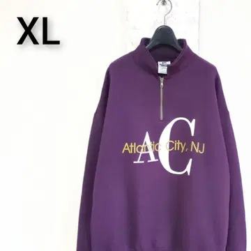 USA제 구제 의류 저지 맨투맨 하프 지퍼 맨투맨 퍼플