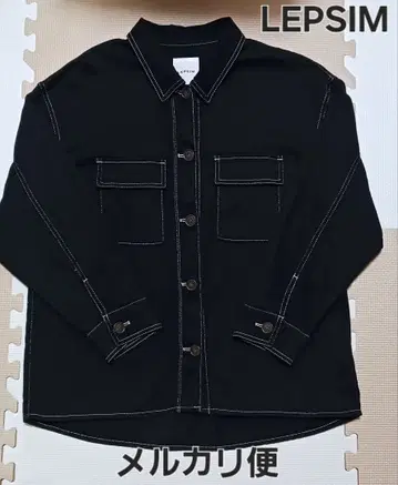 LEPSIM 브로큰 트윌 CPO 자켓 블랙 화이트 스티치