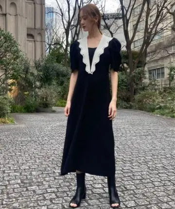 CELFORD 스캘럽 세일러 니트 원피스 S 32