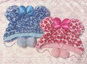 디즈니 미니 레오파드 무늬 블루 핑크 팬캡 페어